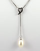 Heart Lariat - Single Pearl Drop Necklace