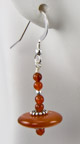 Carnelian Donut Drop Beaded Earrings