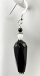 Black Agate, Czech Glass & Onyx Beaded Earrings