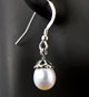 Fancy Cap White Teardrop Pearl Earrings