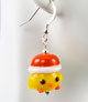 Christmas Santa Chick Lampwork Glass Earrings