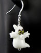 Halloween Holiday Yellow Eyed Ghost Lampwork Earrings