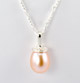 Pearl (Peach) & Figaro Chain (20") Necklace